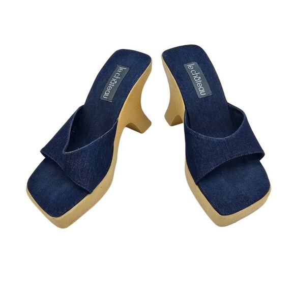 Le Chateau Women's Platform Chunky Heel Jean Slip On, Size 6 - Picture 2 of 14